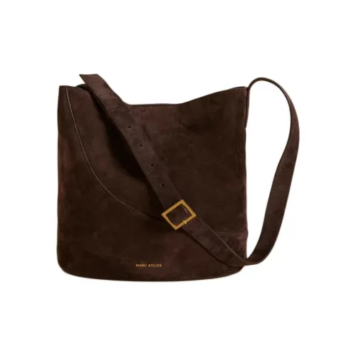 Manu Atelier Сумка-ведро из замши сумка через плечо женская темно-коричневая