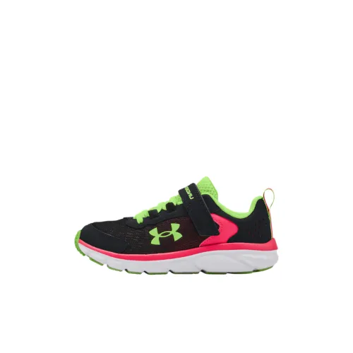 Under Armour Assert Детская беговая обувь Низкий топ Черный/Розовый/Неоново-зеленый Для дошкольников