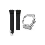 Полностью покрытый серебром корпус + черный ремешок + серебряная пряжка + инструмент