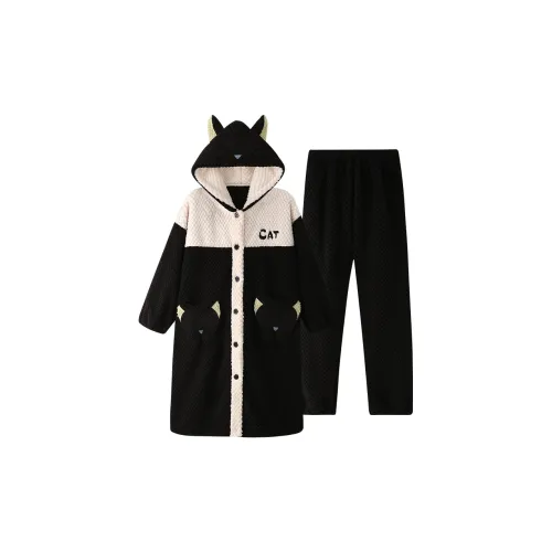 OUSHIBO Сон Халат Женские Черный