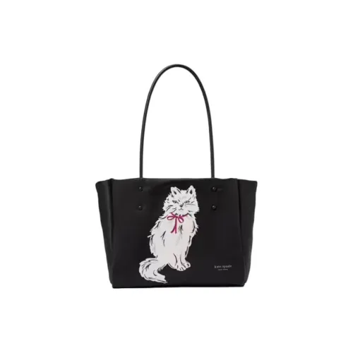 Kate Spade Полиэстер Тоут Сумка Сумка для покупок Сумка на плечо Сумка среднего размера Женская Черная