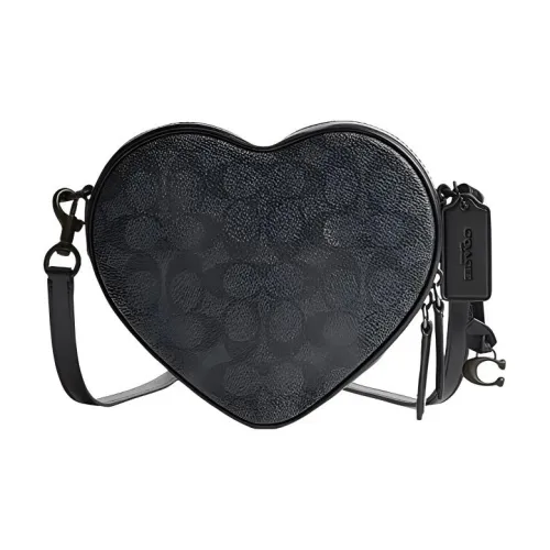 COACH Сердце Сумка из ПВХ с формой сердца сумка через плечо маленькая женская угольно-черный и черный