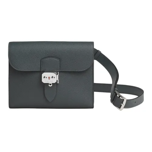 HERMES Sac A Depeches Epsom Телячья кожа Сумка через плечо Сумка на плечо Мужская H0 Misty Серый