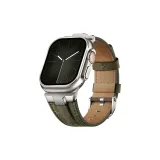 Зелёный металл, кожаный ремешок