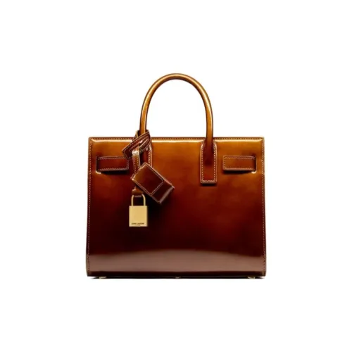 SAINT LAURENT SAC DE JOUR Кожа Тоут Сумка Сумка для покупок Сумка на плечо Сумка Нано Женская Каштановая