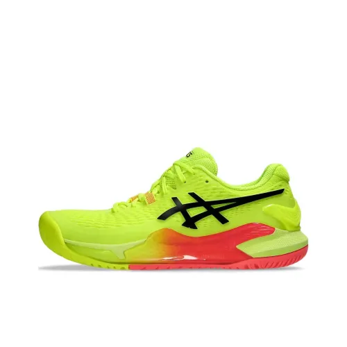 Asics Гель Resolution 9 Устойчивые к истиранию Низкие Кроссовки для тенниса Женские Желто-красные