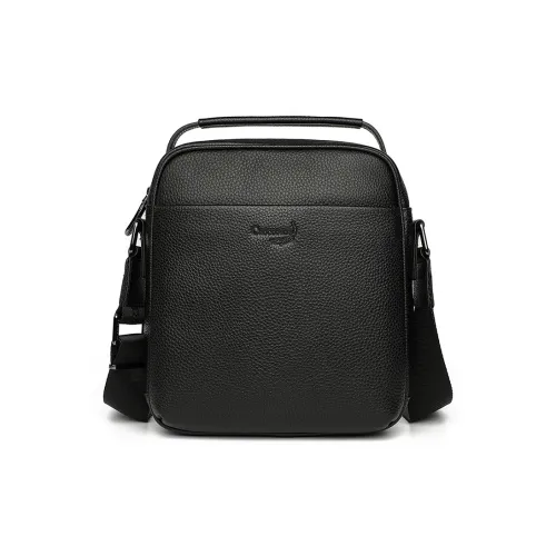 Крокодил верх крупнозернистая текстура коровья кожа сумка через плечо стандартная мужская черная