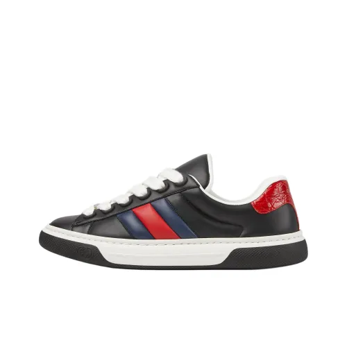 GUCCI Ace Low Топ Скейтборд Кроссовки Мужские Черные