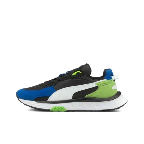 PUMA Wild Rider Rollin Low Топ Kids Lifestyle Shoes Черный Белый Синий Подростки