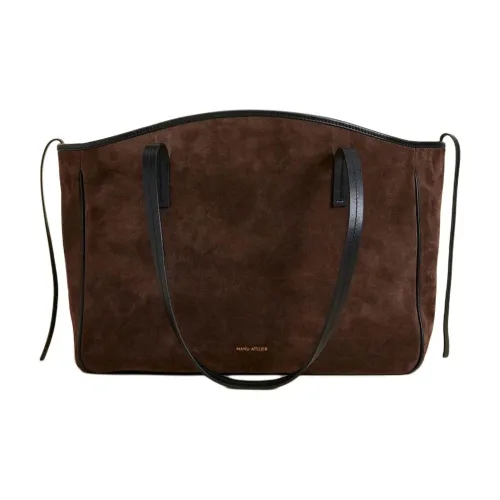 Manu Atelier Замша Тоут Сумка Сумка для покупок Сумка Экстра-большая Женская Темно-коричневая и Черная