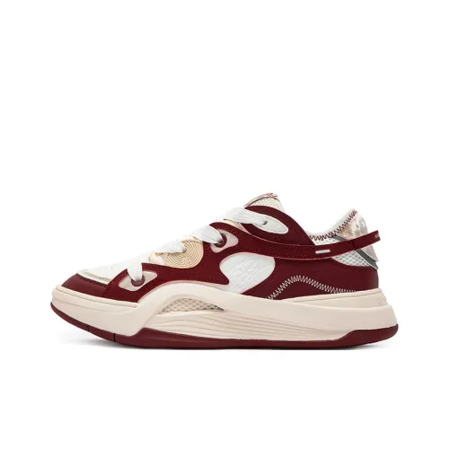 361° AG Chao Ge 2 Красное вино Slip-resistant Abrasion-resistant Низкий топ Casual Unisex Бежевый Красный