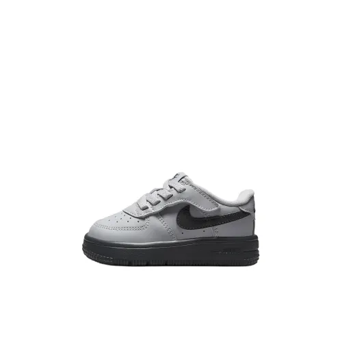 Nike Air Force 1 Slip Resistant Abrasion Resistant Низкий Топ Обувь для малышей Серый Черный Infant And Toddler