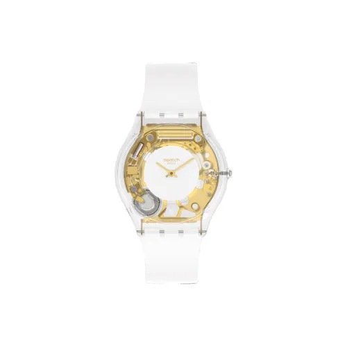 SWATCH SKIN Collection Кварцевый механизм Унисекс Часы 34 мм Белый циферблат Bio Based Материал Корпус Часы Силиконовый ремешок