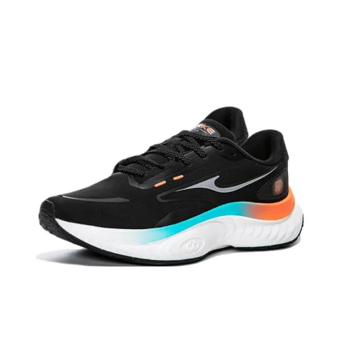 Erke Shock Absorbers Slip-Resistant Low Top Casual Running Shoes Men's Black Silver Blue Эрке Шок Абсорберы Противоскользящие Низкие Топ Повседневные Беговые Кроссовки Мужские Черный Серебряный Синий