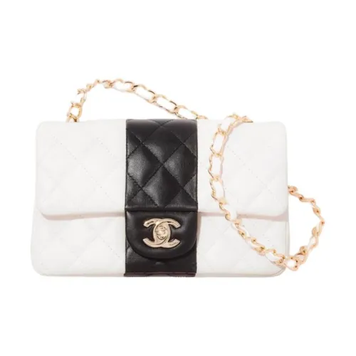 CHANEL Classic Flap CF22C Early Spring Овечья шкура Сумка через плечо Мини Женские Черный белый
