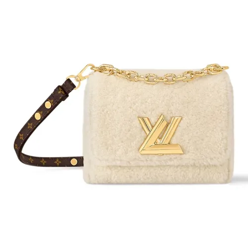 LOUIS VUITTON Twist Shearling Crossbody Bag Маленькая Женская Белая и Коричневая