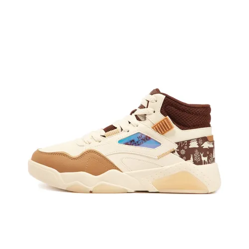 361° Xingran Покрытие Slip-Resistant Водонепроницаемый Высокий Топ Скейтборд Кроссовки Женские Бежево-Коричневый