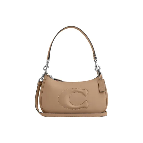 COACH Teri Гладкая кожа Сумка на плечо Портативная Сумка через плечо Средняя Женская Тауповая