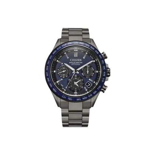 CITIZEN Attesa Series Светильник Кварцевый механизм Титан Ремешок Часы Мужские Циферблат Синий