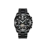 Черный стальной браслет с черным циферблатом