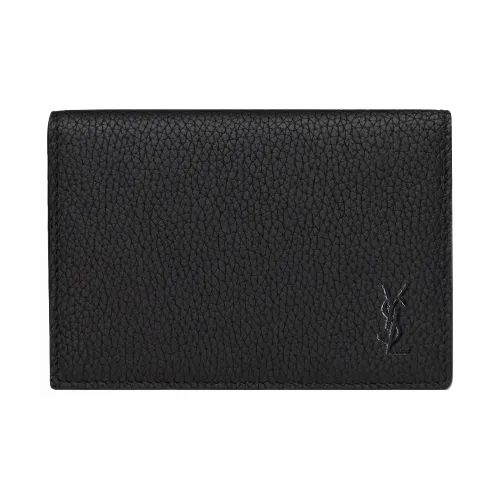 SAINT LAURENT Cassandre GRAIN LEATHER Держатель для карт Мужской Черный