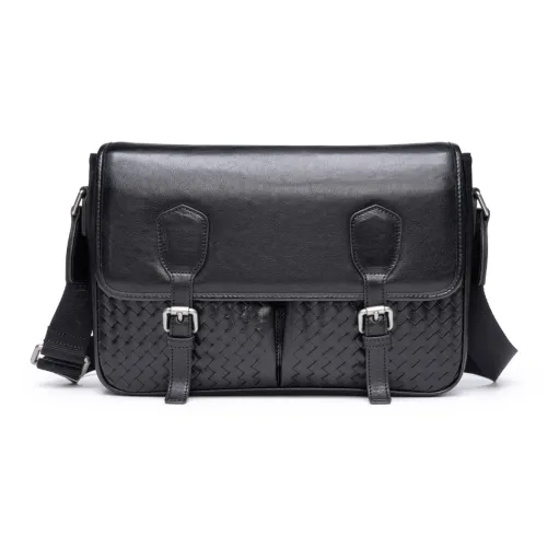 CHRISDIEN DENY Сумка через плечо из коровьей кожи мужская черная