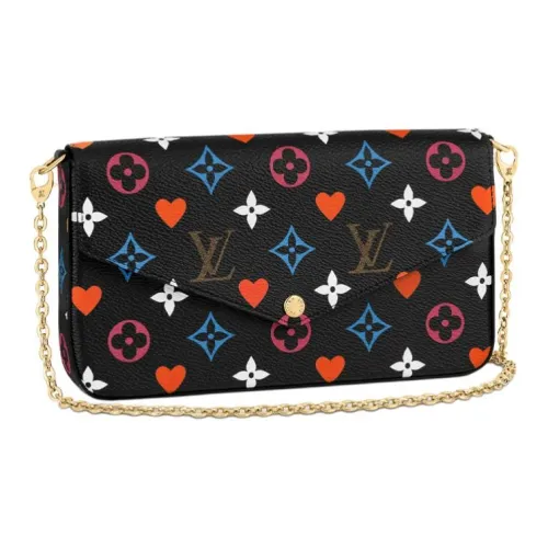 LOUIS VUITTON Pochette Félicie Покрытый холст 3 в 1 Сумка с цепочкой Сумка через плечо Женская Черная