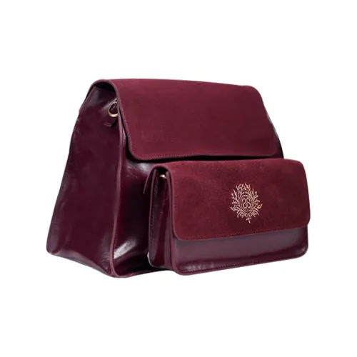 SISISM Сумка через плечо из коровьей кожи большая женская бордового цвета
