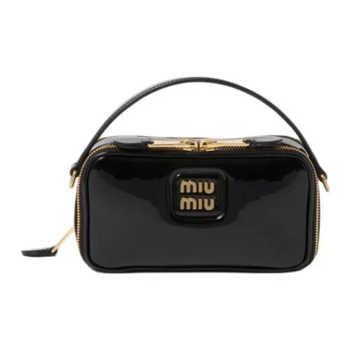 MIU MIU Лакированная кожа Портативная Сумка через плечо Сумка на плечо Женская Черная
