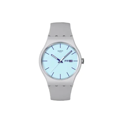 SWATCH Originals Collection Кварцевый механизм Унисекс Часы 41 мм Синий циферблат Биоматериал Корпус Часы Силиконовый ремешок