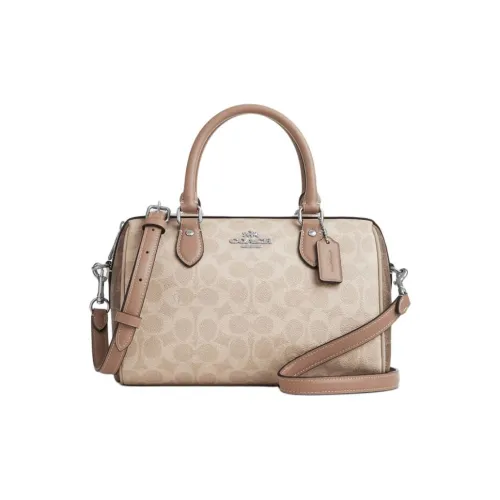 COACH Rowan Покрытый холст Бостон Сумка через плечо Одно плечо Сумка среднего размера Женская