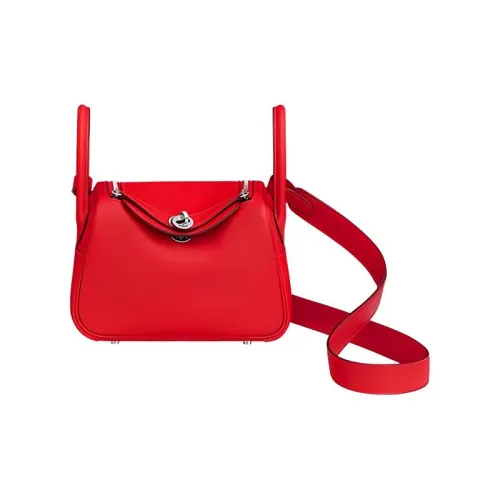 HERMES Lindy Swift Телячья кожа Сумка Сумка через плечо Сумка через плечо Мини Женская Сердце Красный Пряный Перечно-красный