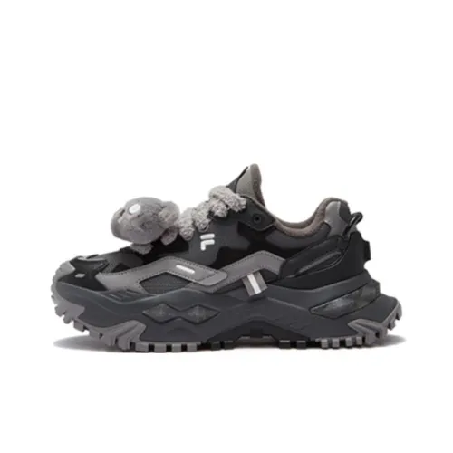 FILA FUSION BIANCO WE Пират Медвежонок Устойчивый к истиранию Низкий Топ Кроссовки с Толстой Подошвой Женские Черный Серый