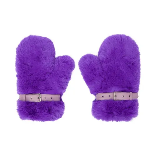 Acne Studios Полиэстер Эластан Хлопок Синтетическая Кожа Искусственный Мех Вязаные Перчатки Женские Фиолетовые