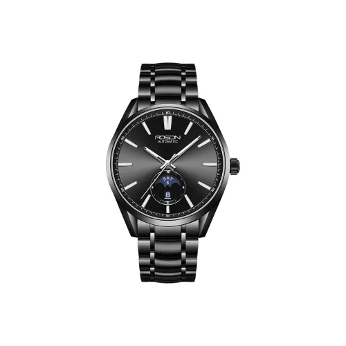 ROSDN Механический механизм ремешок из нержавеющей стали черный циферблат мужские часы