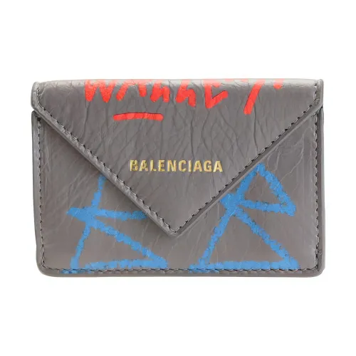 Balenciaga Papier Телячья кожа Держатель для карт Монетница Кошелек Маленький Унисекс Серый