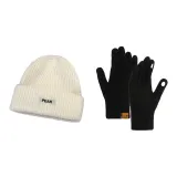 Бежевые шапки и кепки + черные перчатки