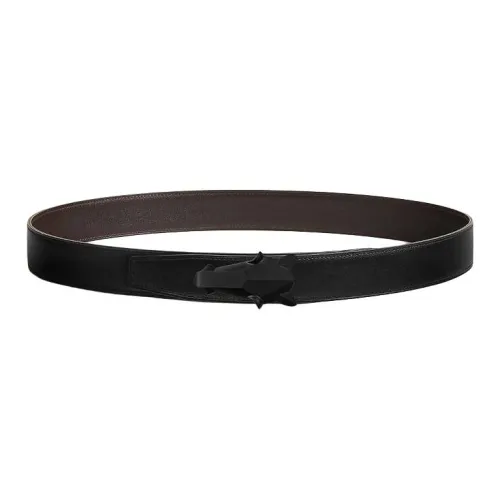 HERMES Телячья кожа Кожаные ремни Мужской Черный эБèNE Ширина 3,2CM