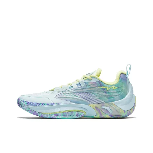 ANTA Instantaneous 1 V2 Амортизаторы Slip-resistant и устойчивые к истиранию Низкий топ Баскетбольные кроссовки Мужские Синий Желтый