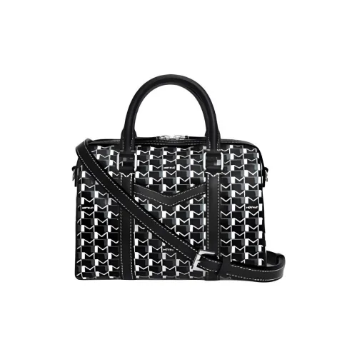 Moynat Холст и Кожа Сумка Сумка через плечо Сумка через плечо Мини Женская Черная и Белая