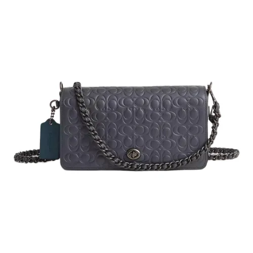 COACH Dinky Утонченный Телячья кожа Сумка через плечо Средний Женские Полночь Морской синий