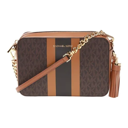 MICHAEL KORS Ginny Хлопок с ПВЦ и Полиуретан Camera Сумка Сумка через плечо Женская Коричневая