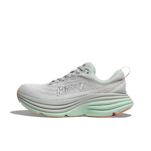 HOKA ONE ONE Bondi 8 Slip-resistant Abrasion-resistant Low Top Беговые кроссовки Женские Серый Зеленый