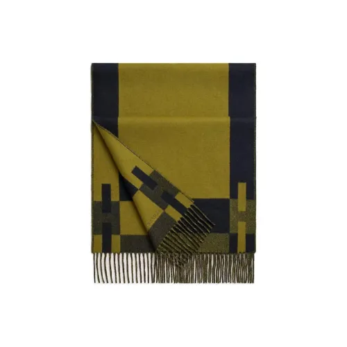 HERMES Кашемир Вязаные Шарфы Мужской Морской Синий Зеленый