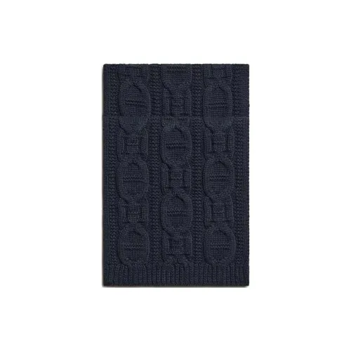 HERMES Кашемир Вязаные Шарфы Мужской Морской Синий
