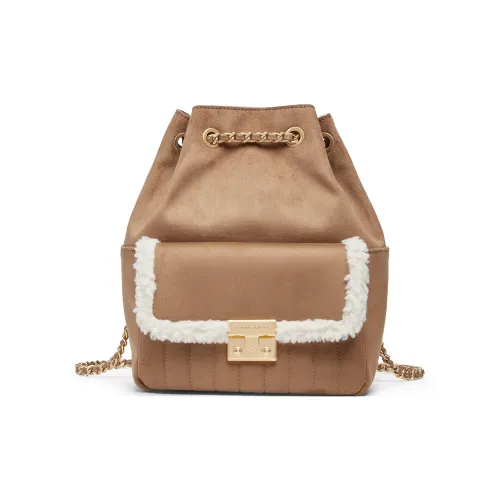 CHARLES KEITH ПУ (полиуретан) текстильная смесь рюкзак среднего размера женский коричневый чайный коричневый