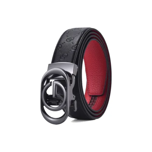Old Man's Head Ремни из коровьей кожи Мужской Черный Внешний Красный Внутренний 3,5 см