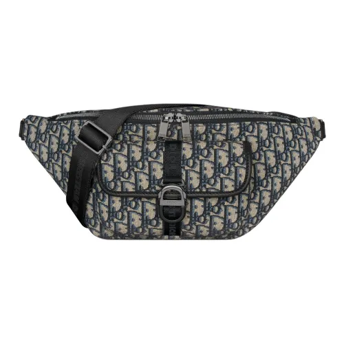 DIOR 8 Twill Cotton Calfskin Men's Blue Beige