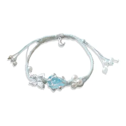 WANLIACC Ткань Морской синий Бабочка Браслет Женские