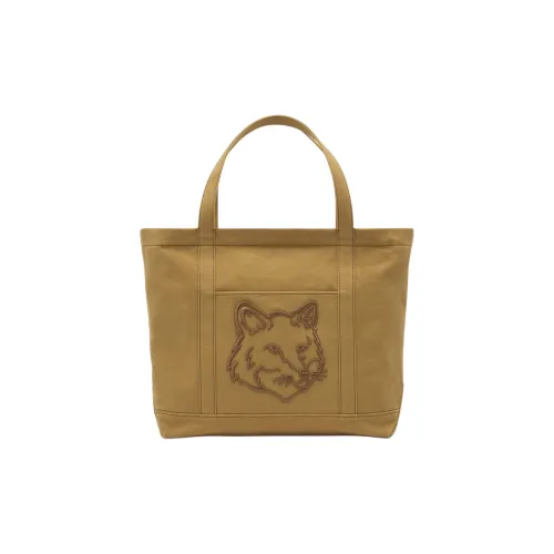 Maison Kitsune Хлопок Тоут Сумка Сумка для покупок Сумка на плечо Сумка Большая Мужская Каштановая